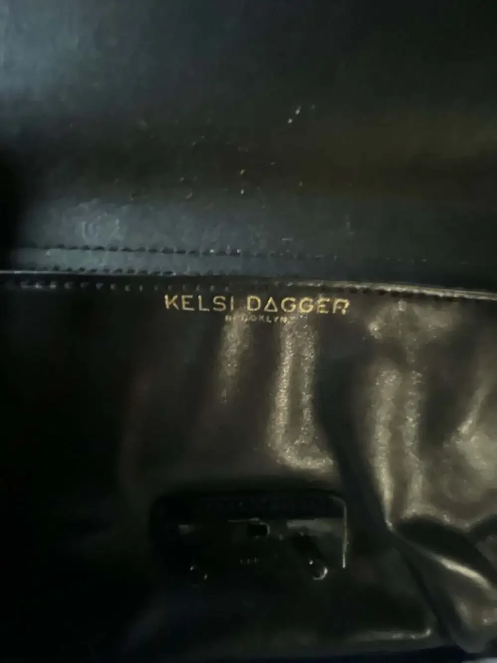 Kelsi Dagger Black Leather Crossbody Shoulder Bag With Dust Bag